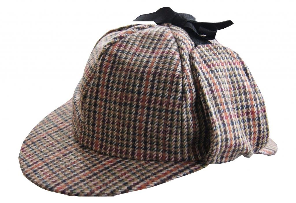 Top Brand Sherlock Holmes Tweed Deer Stalker Hat.