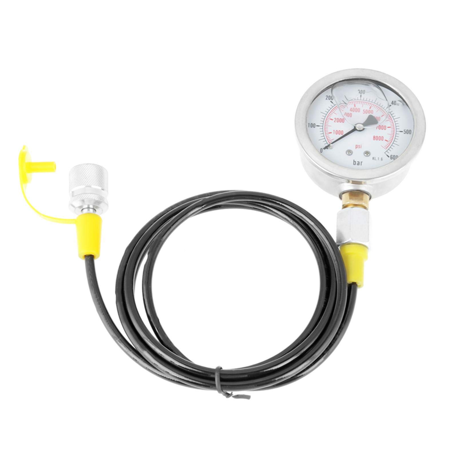 Hydraulikschlauchtest, Hydraulikschlauch-Testkit, Hydraulikschlauch-Testpunktkupplung M16*2-BSP1/4 + 0~600BAR/8500PSI Manometer + Schlauch
