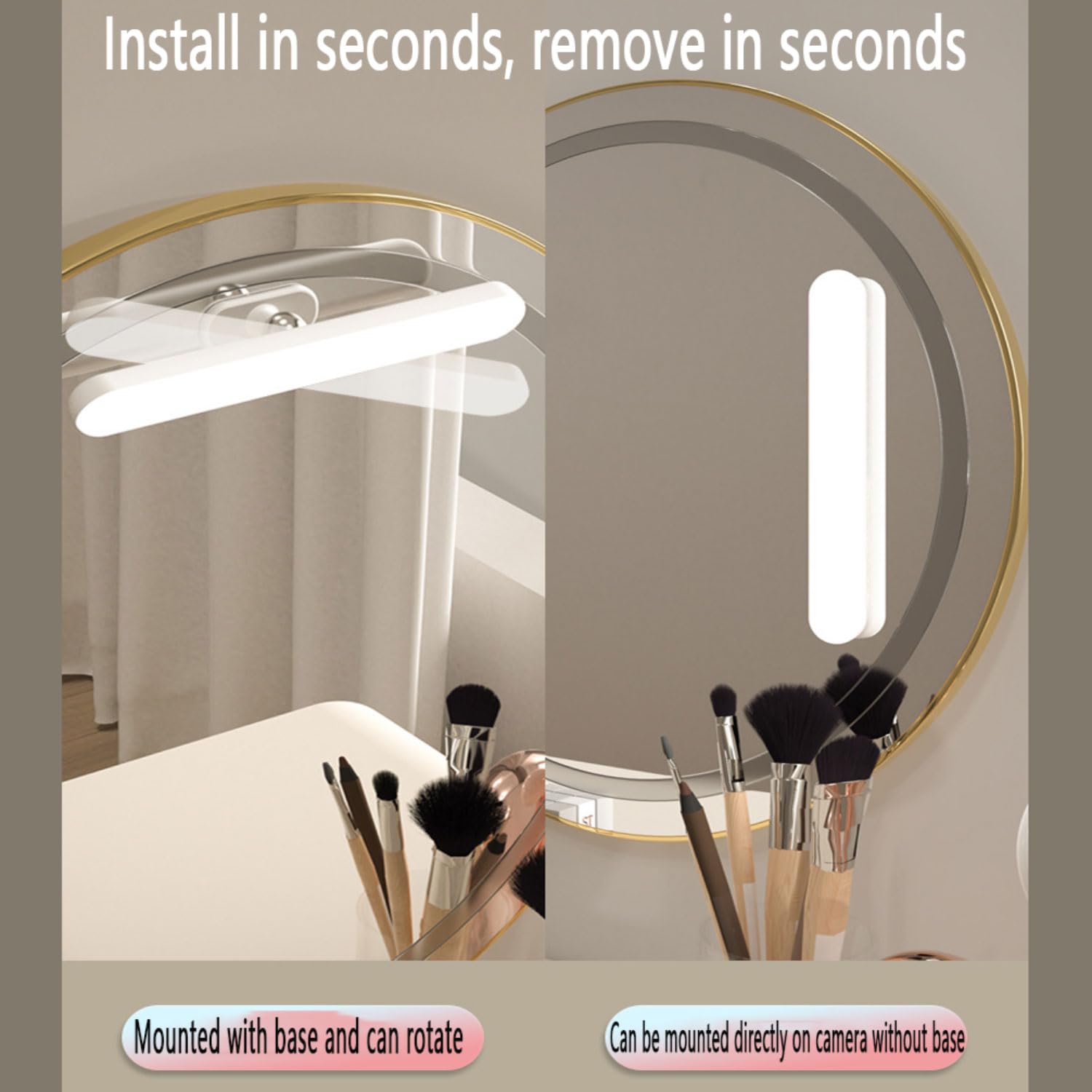Luci per Specchio da Trucco con Ricaricabile Batteria Dimmerabile Luci Specchio Make Up con Ventosa Adesiva Illuminazione Senza Fili Lampada Specchio Telecomandata Magnetica Regolabile Applique
