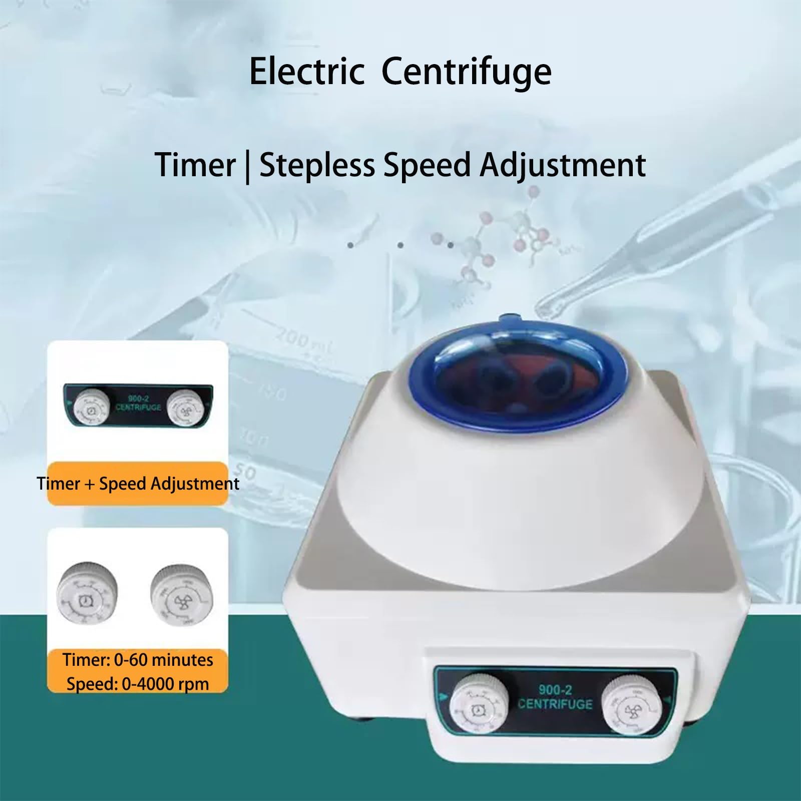 Máquina Centrífuga Eléctrica Portátil, Tubos De 6x15 Ml, Laboratorio 4000 RPM Con Temporizador Y Control Velocidad, PRP Mesa For Separación Plasma Sanguíneo, 30 W, 2086 Xg