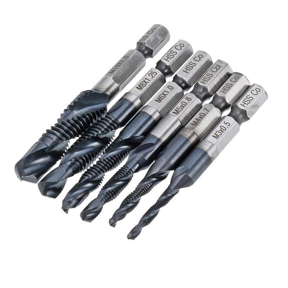 6PCS M3-M10 Punte per trapano a vite HRC89 Rivestito TiAlN HSSCO M35 Rubinetti al cobalto Punta combinata metrica 1/4 IN Esagonale a cambio rapido