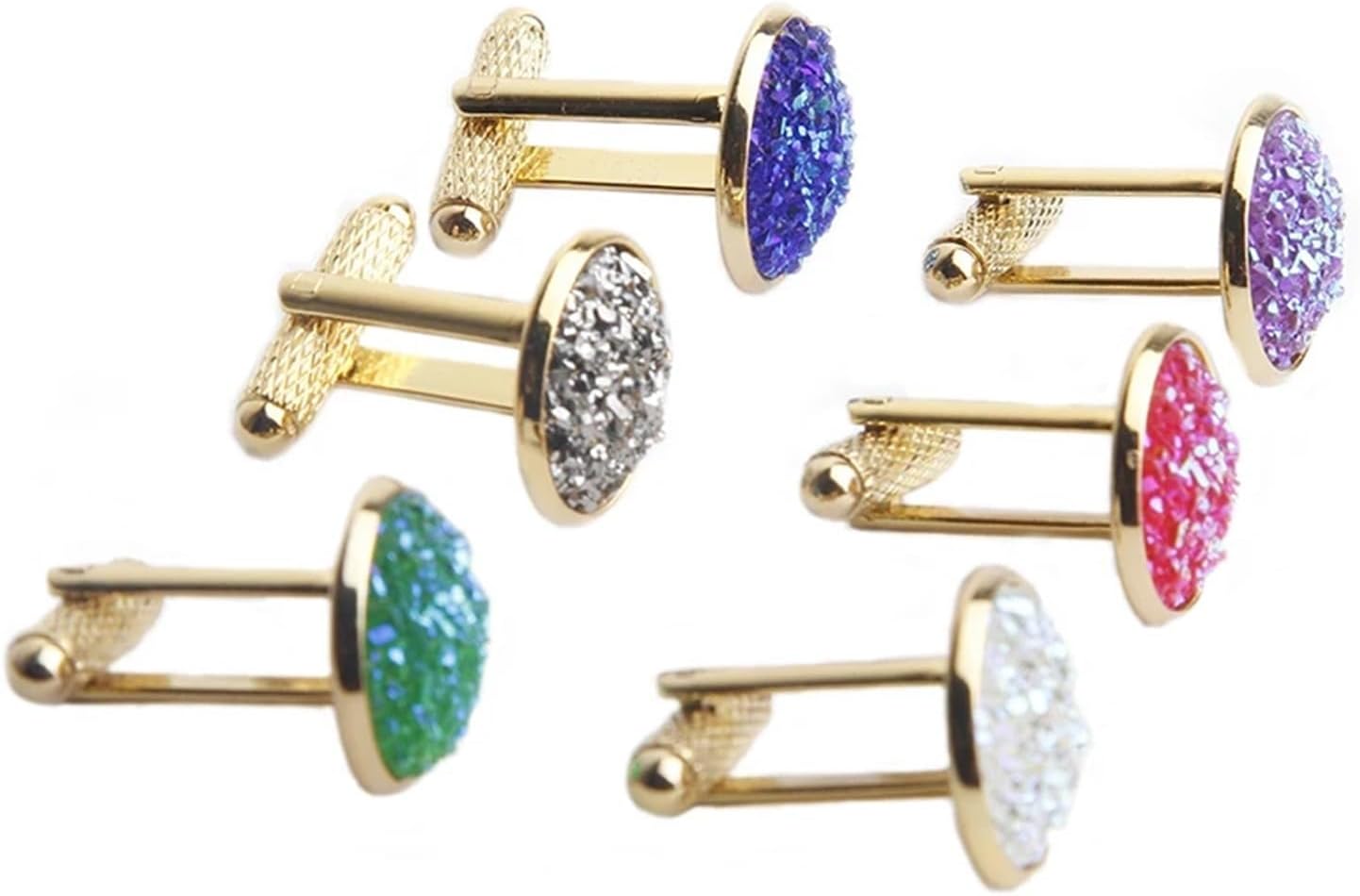 Cuff Links Mens 2 Pairs Simple Shirt Cufflinks for Men Rhinestones Cuff Links Round Sleeve Button Christmas Men's Cuff Link