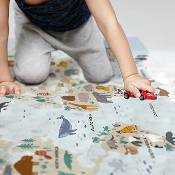 Children's Play Mat with Animals Atlas Design - Baby Play Carpet