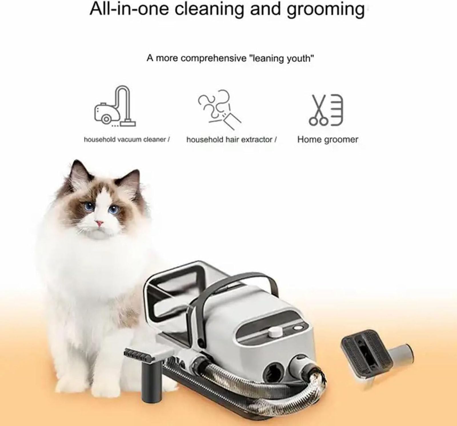 Cortapelos Perros con Aspiradora de Pelo, Maquina Cortar Pelo Perros con Aspirador con1.8L Contenedor, Succión 99% Pelo de Mascotas, Juego de Cortapelos Perros Profesional,220v