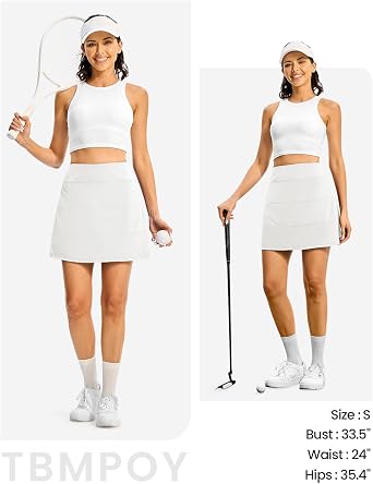 TBMPOY Womens Tennis Skirt Pleated Athletic Skirts with Pockets Shorts High Waisted Golf Skort for Workout Pickleball