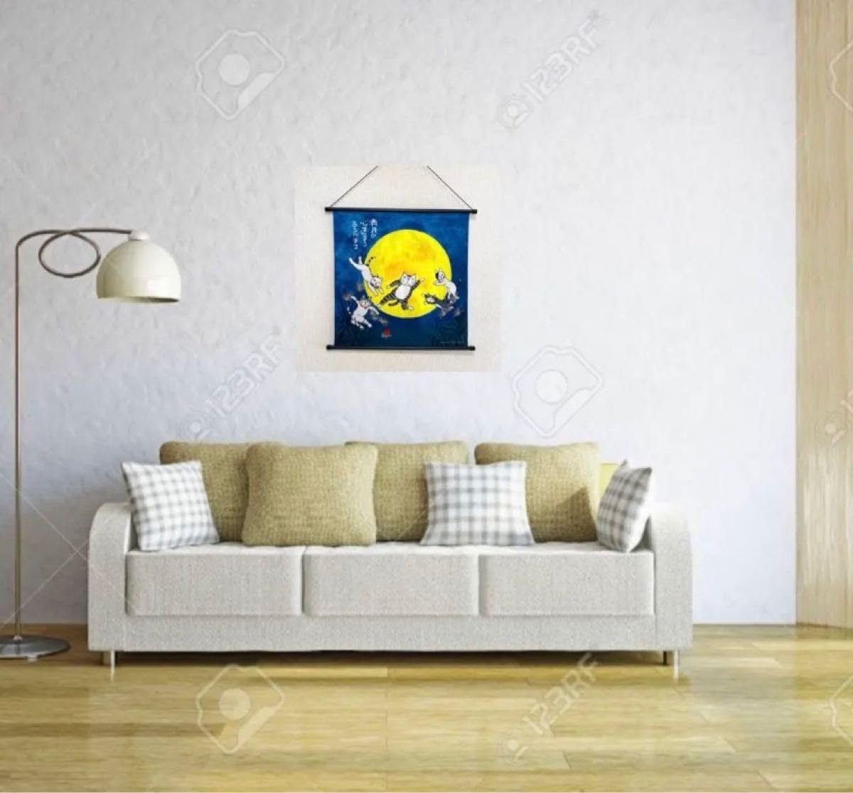 Amazon.co.jp: 岡本肇 お月見タペストリー スワロフスキー付 猫