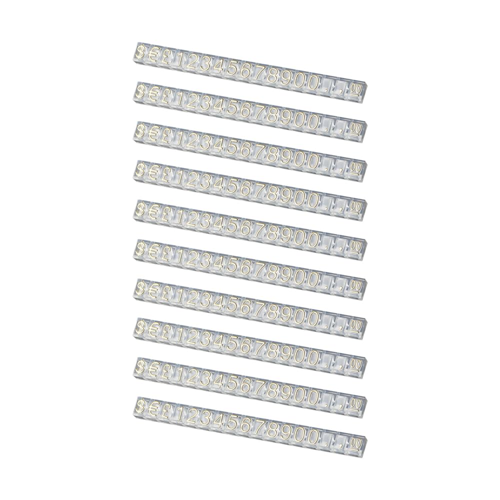 10 Pieces Price Tags Price Display Cubes Adjustable Number Counter Stand Label for Store Counter Jewelry Watch (Gold Lettering on Clear)