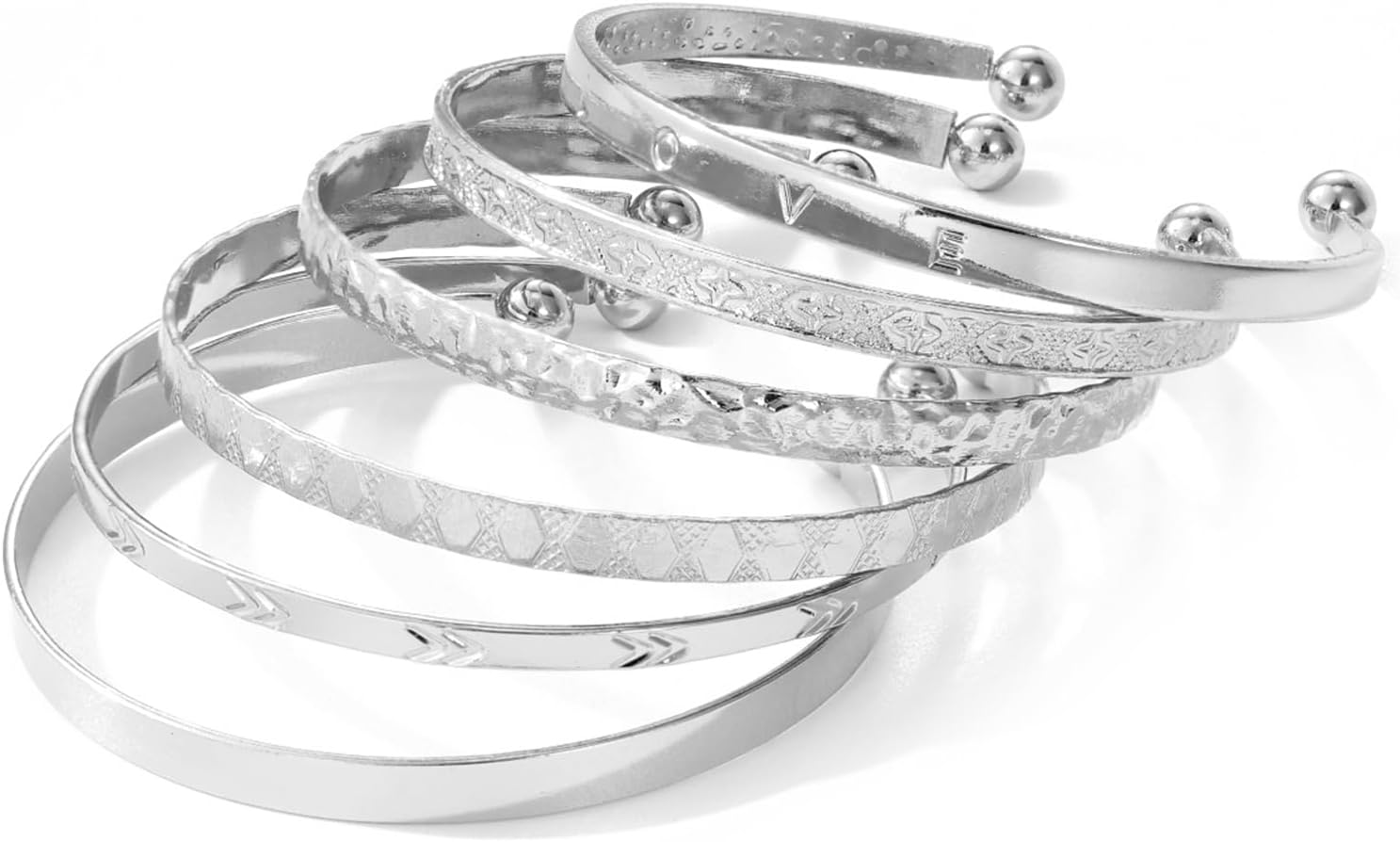 IFKM 14K Gold Plated Stackable Bangle Bracelets for Women - Multi-Layer Cuff Set, Non-Tarnish Boho Textured Jewelry Gift