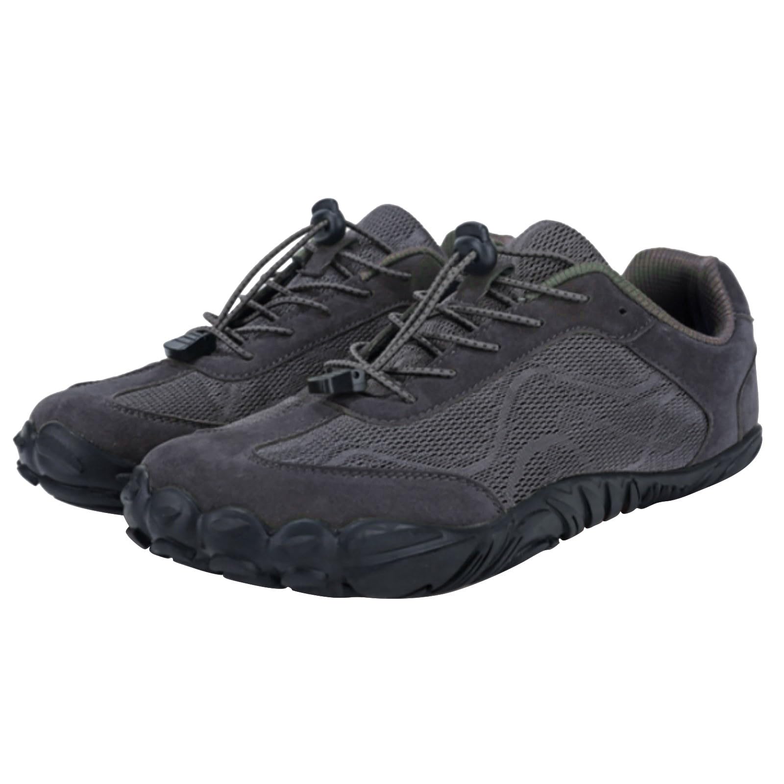 Flache Herren-Wanderschuhe, leger, Knebelspitze, Outdoor-Turnschuhe, grau