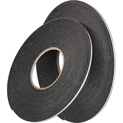 Image of Tatuo 2 Rolls Double Sided Foam Tape 1 /8 Inch by 50 Feet Black PE Foam Tape Sponge Soft Mounting Adhesive for DIY Craft Picture Poster Hanging