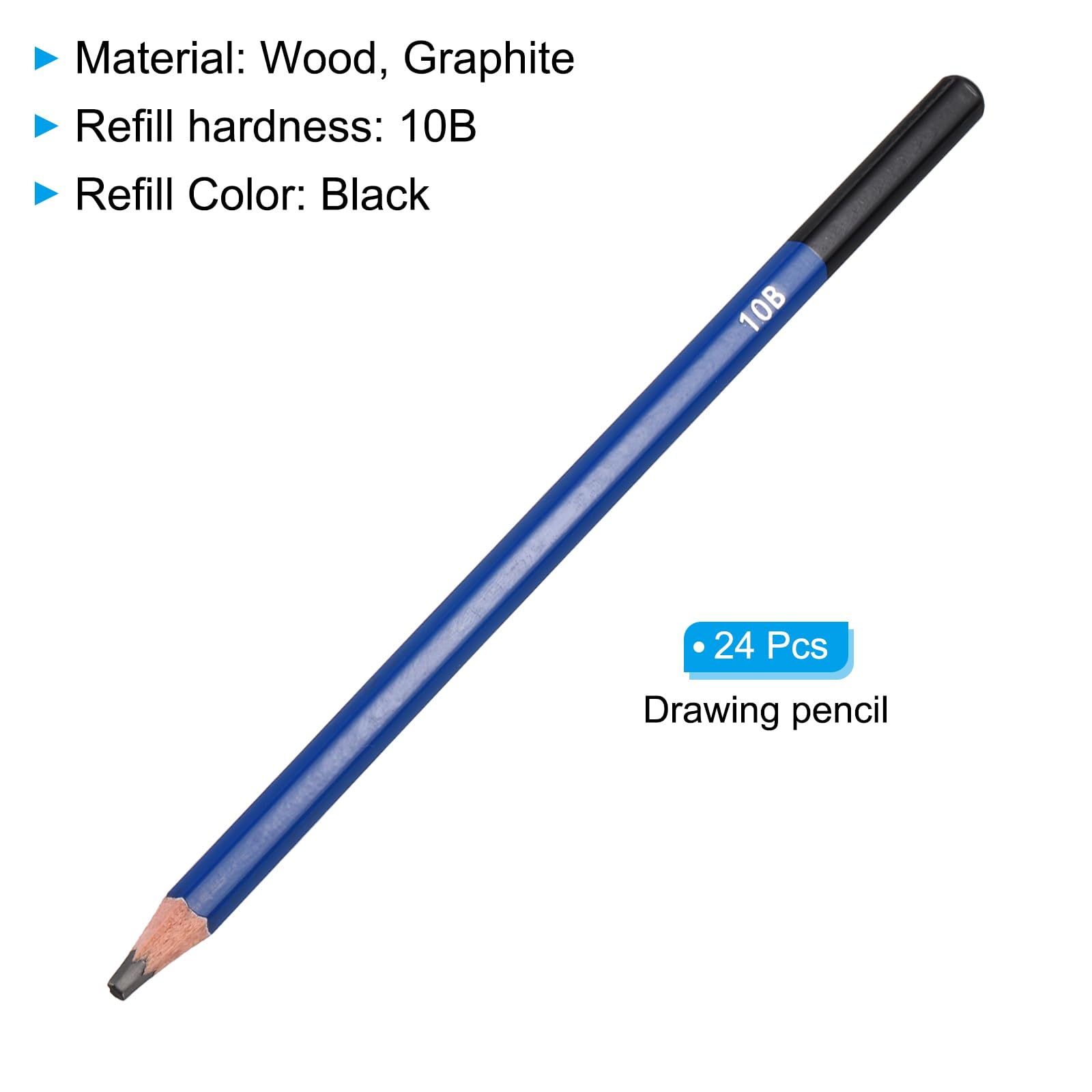 PATIKIL 10B Drawing Pencils for Sketching 24PCS Sketch Pencils for Drawing Art Pencils Graphite Wood Pre-sharpened for Drawing Sketching Artists 10B Pencils - Image 3