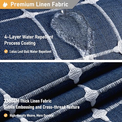 Image of BTTN Extra Long Shower Curtain - 72x84 Inch Long Boho Chic Tassel Linen Fabric Shower Curtain Set with Hooks, Tall Modern Farmhouse Elegant Heavy Duty Cloth Shower Curtains for Bathroom - Navy Blue
