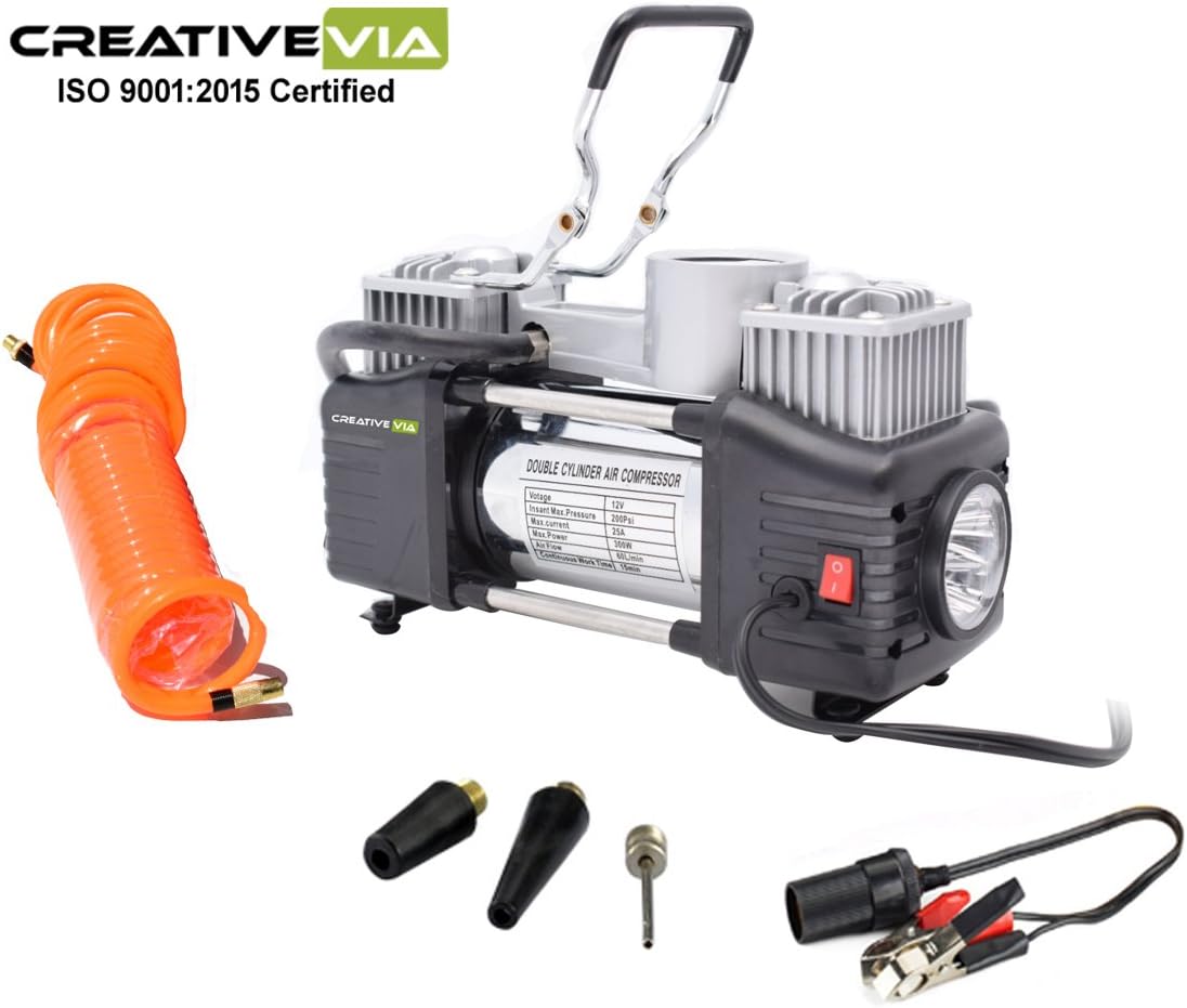 Double Cylinder Metal 12V Car Air Compressor Electric Air Pump