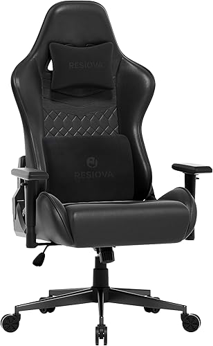 resiova Silla de juegos para adultos, silla ergonómica de oficina, silla de carreras, silla de videojuegos de respaldo alto con reposacabezas de