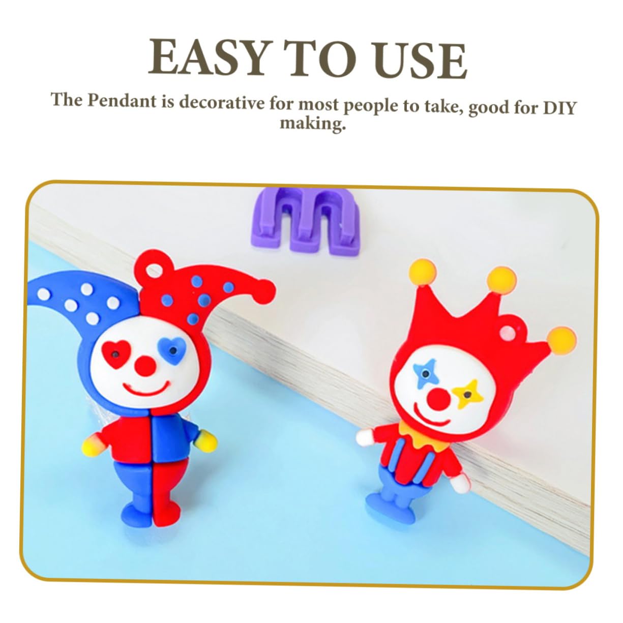NUOBESTY 30 Pz accessori da clown portachiavi fai da te bigiotteria fai da te accessori per auto ciondolo per borsa a forma di clown arredamento da appendere a clown artificiale decorare