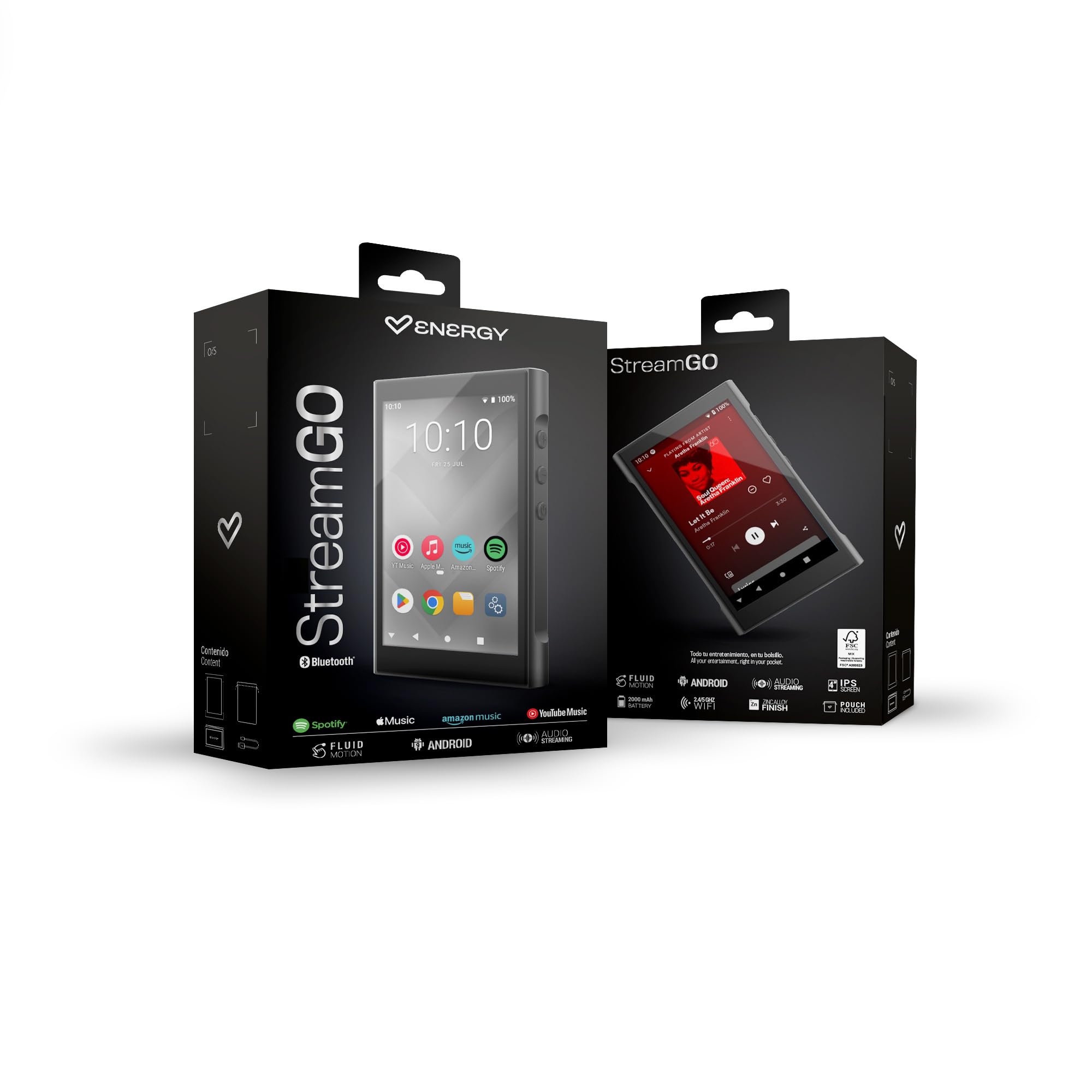 Energy Sistem Energy Stream Go Android Player Lettore Multimediale MP3 MP4 Bluetooth WiFi Touchscreen IPS 4 Pollici 16GB Android 9.0 RAM 2GB SD Batteria 2000mAh Streaming Spotify Youtube Amazon Music