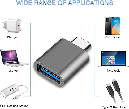 USB C to USB Adapter, Type C Thunderbolt 4 OTG Converter, USB C Male to USB 3.0 Female Adapter (3-Pack) for Apple MacBook Pro, Mac Book, iPad, Samsung Galaxy S20-S23 and More (Black/Grey/Silver)