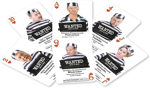 Miniatura 4 de Juego de cartas con temática del Tribunal de La Haya, baraja estándar de 52 cartas con criminales internacionales y terroristas de Rusia, apto para