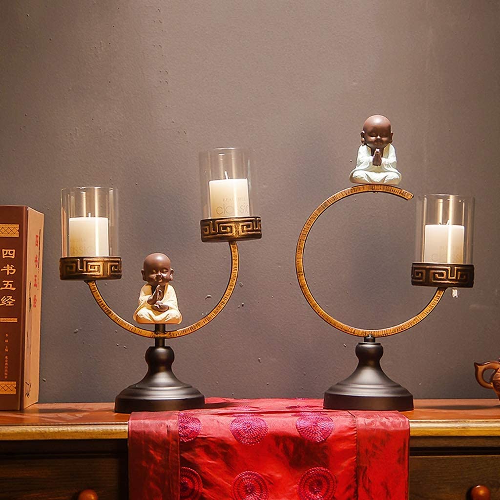 Candelieri Portacandele in Metallo, candeliere in Metallo in Ferro battuto, Moderni candelabri creativi Zen Ornamenti per la Decorazione Domestica Regalo