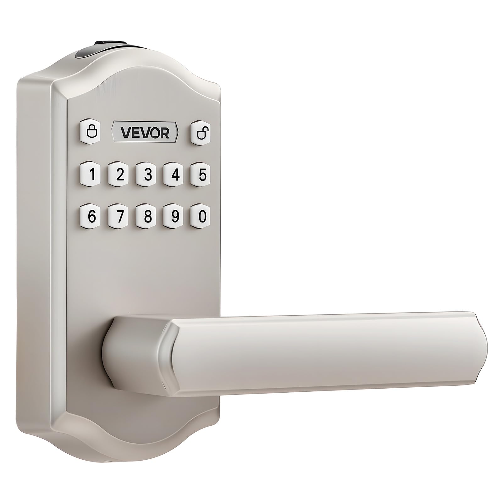VEVOR Cerradura de puerta de entrada sin llave con asa, manija de puerta de palanca electrónica con teclado, códigos de usuario personalizables, entrada con llave, bloqueo automático, contraseña