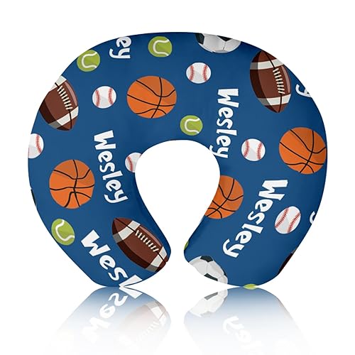 Miniatura 14 de Funda de almohada de lactancia para bebé, diseño de pelotas de béisbol con nombre personalizado, en forma de U, para alimentación con biberón, funda