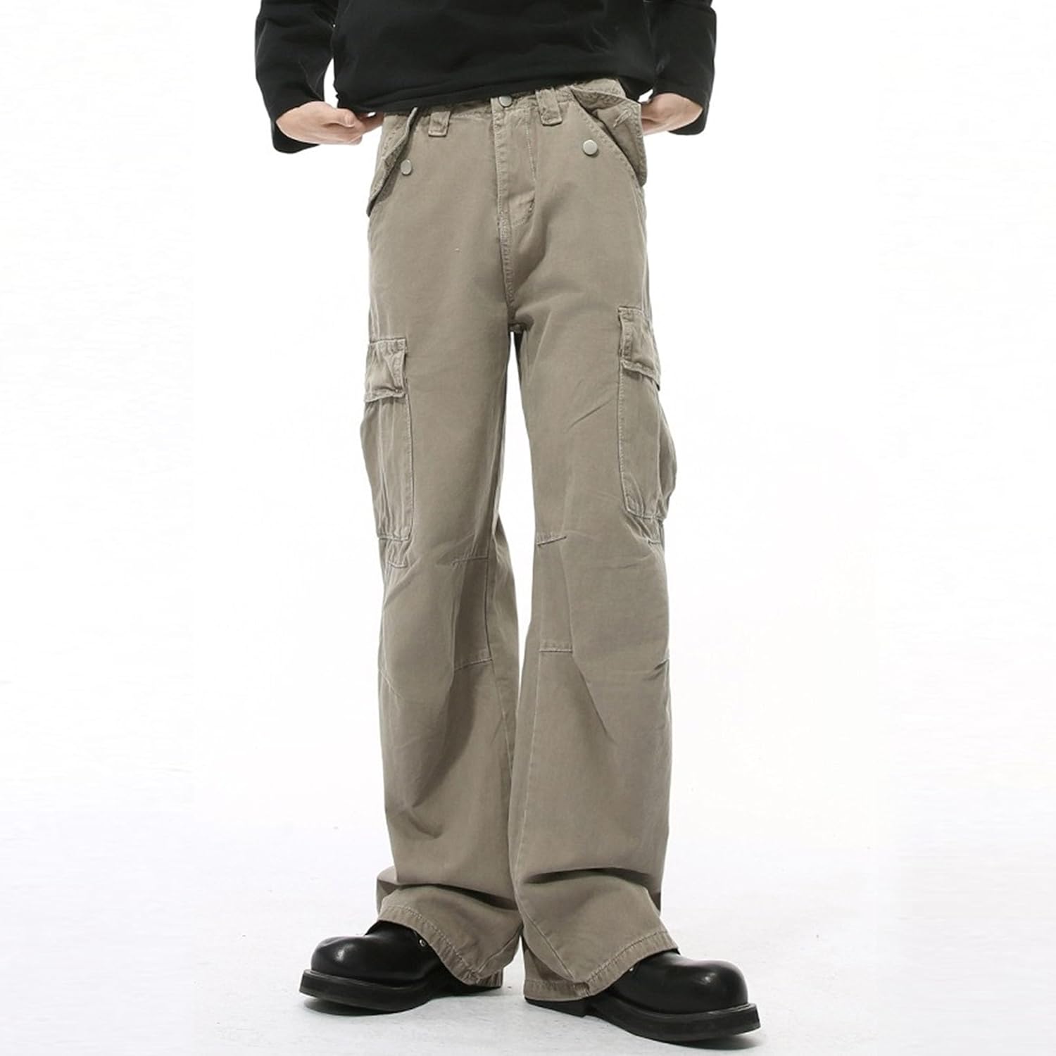 Men's Twill Stretch Baggy Jean Autumn Causal Streetwear Jeans Wide Leg Chinos Vintage Denim Pants