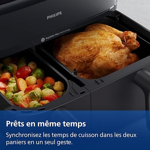 Philips Airfryer Series 5000 - Air Fryer with Double Basket and Steam Cooking, 9L, RapidAir, 19 Cooking Modes, Up to 90% Less Fat, AirSteam, Steam Cleaning, HomeID (NA550/00) - 7