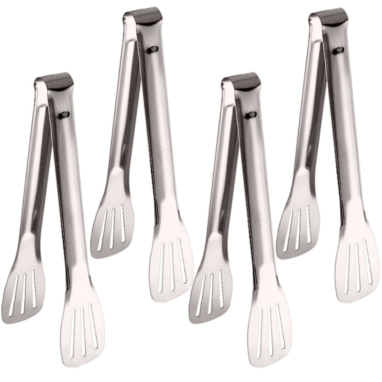 4 pinzas plateadas para servir de 9 pulgadas, de acero inoxidable, para ensalada, bufé, aperitivos, postres, fiestas de comida