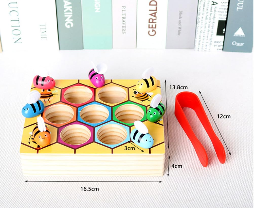Jouet Montessori Abeille à Clip, Jeu de tri des Couleurs en Bois et Motricité Fine