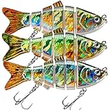 CharmYee Bass Fishing Lures with Hot Stamping Foil Designed Highly Realistic 6 Multi Jointed Swimbaits for Freshwater Saltwater Bass Trout Fishing Bait