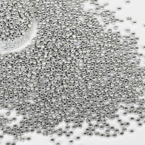 Bala&Fillic Silver Color 4mm Seed Beads About 1200pcs/100Grams in Bag, 6/0 Glass Craft Beads for Making Bracelet and Necklace (Silver) - Image 3