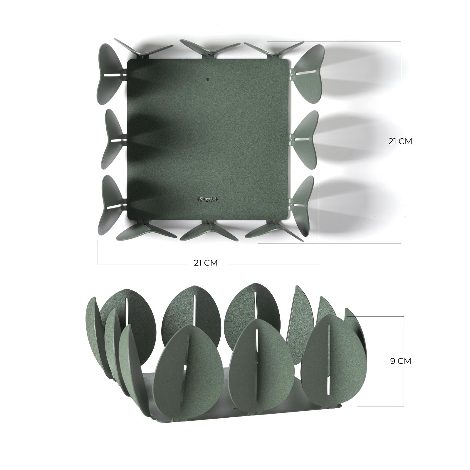 Arti & Mestieri Ficus - Porta tovaglioli classico di Design 100% Made in Italy - in Ferro, 21x21x9h cm (Verde salvia)