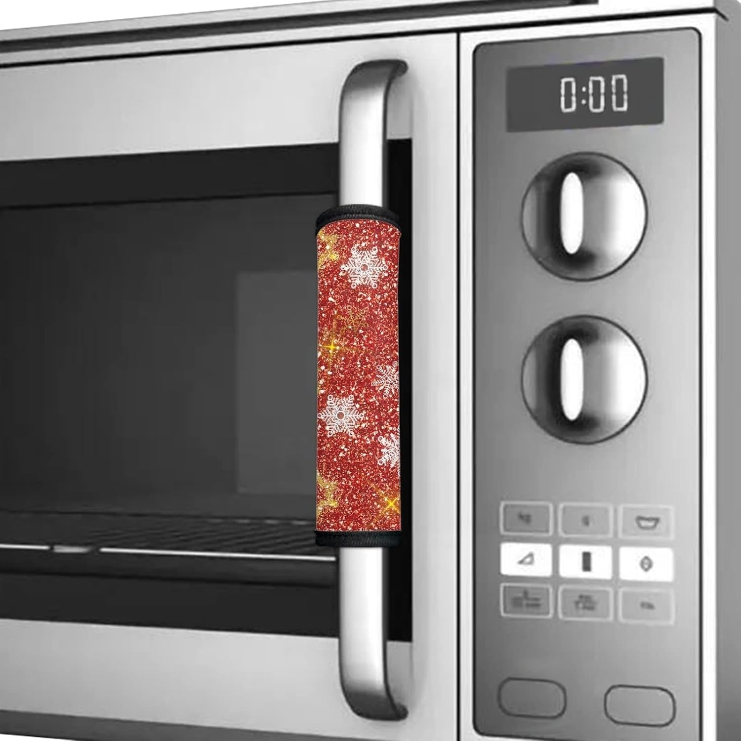 Shiny Snowflake Electrical Kitchen Appliance Handle Red Microwave Door Handle Gloves, Set of 6, Keep Your Kitchen Appliances from Fingerprints Liquid Oil