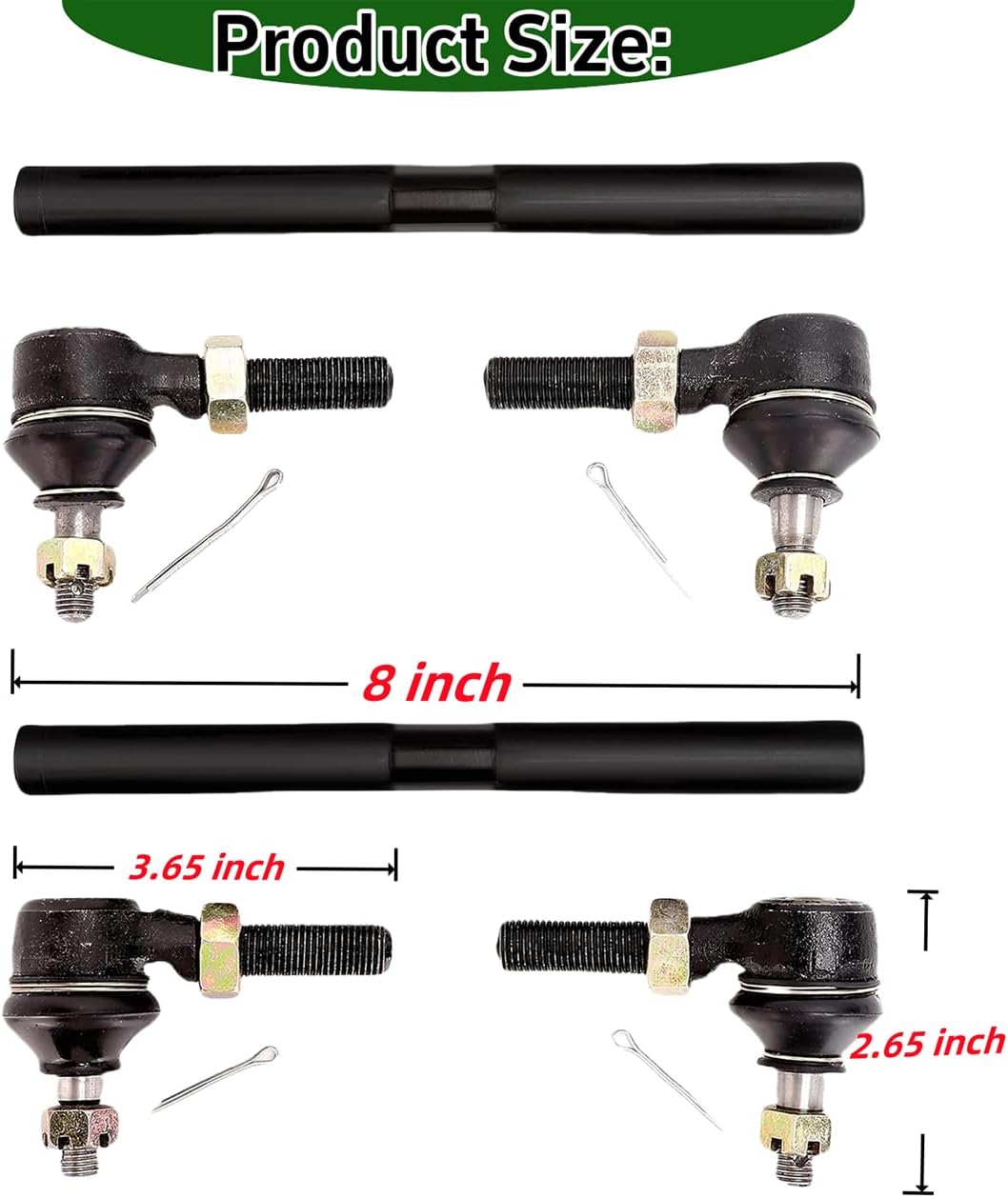 Dr.Acces 2-Pack Golf Cart Steering Tie Rod End & Shaft Kit Compatible with EZ-GO TXT Medalist Marathon DCS 1994-2001 - OEM 70074-G01 70074-G02