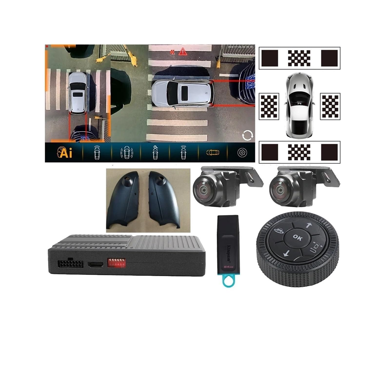 Compatible For Audi A6 2010-2025 AI 360 Panoramic 3D Bird View Camera Car System Surround Around View 1080P