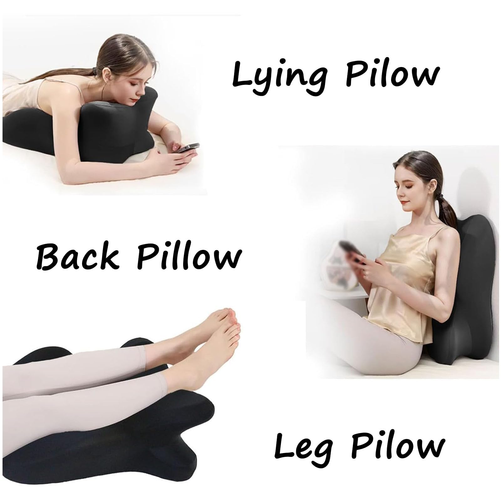Sweet Spot - Cuscino ergonomico per coppie, 27°, per intimità, in memory foam, per parte bassa della schiena, fianchi e collo, per coppie, adulti, per tutte le posture (nero)