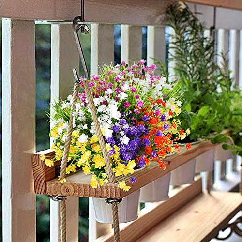 HATOKU 10pcs Artificial Flowers for Outdoors, Fake Outdoor Flowers UV Resistant, Lifelike Plastic Flowers for Indoor Outdoors Home Office Garden Wedding Decorations(Mixture) - Thumbnail 6