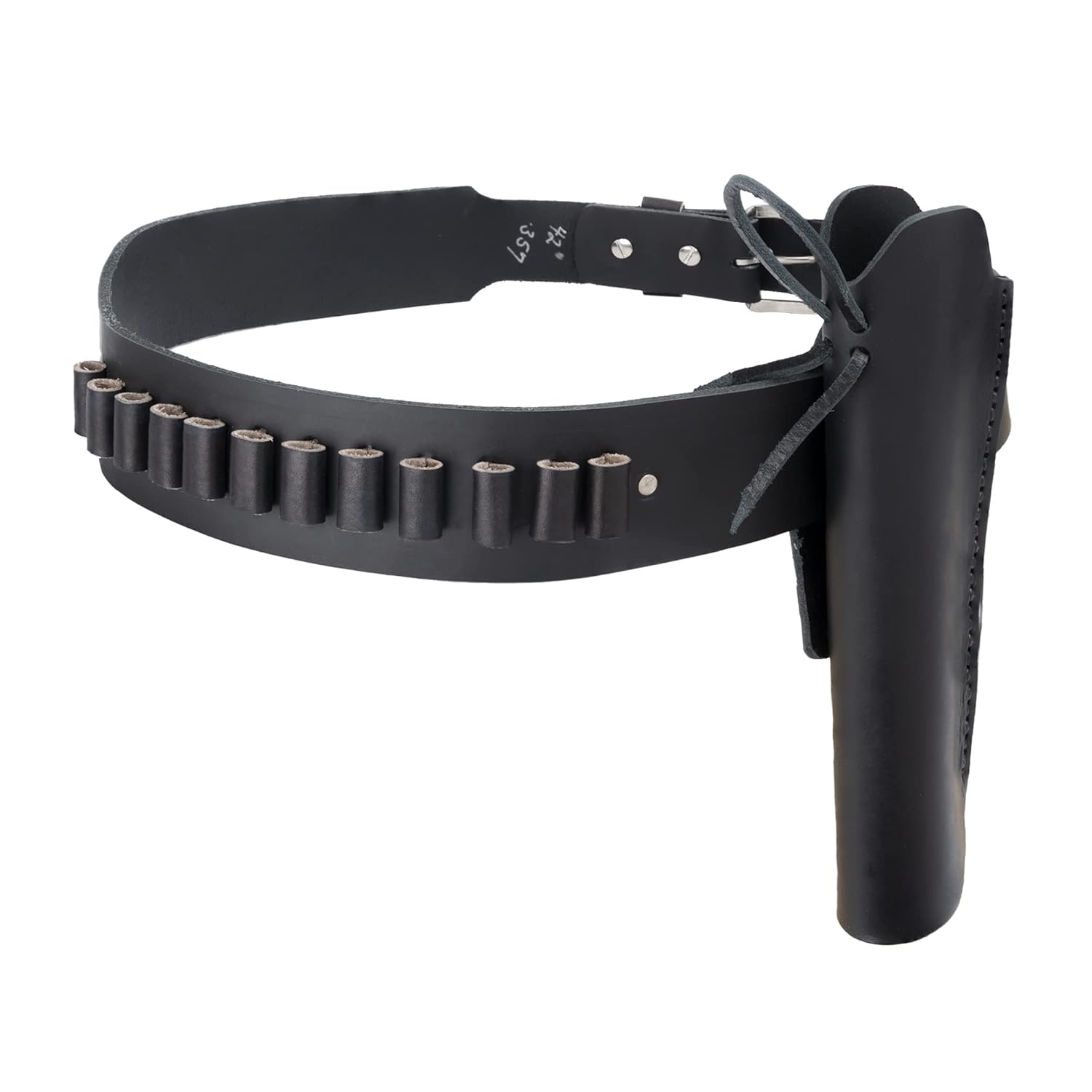 Western Leather Gun Belt & Straight Drop Holster Hip Rig