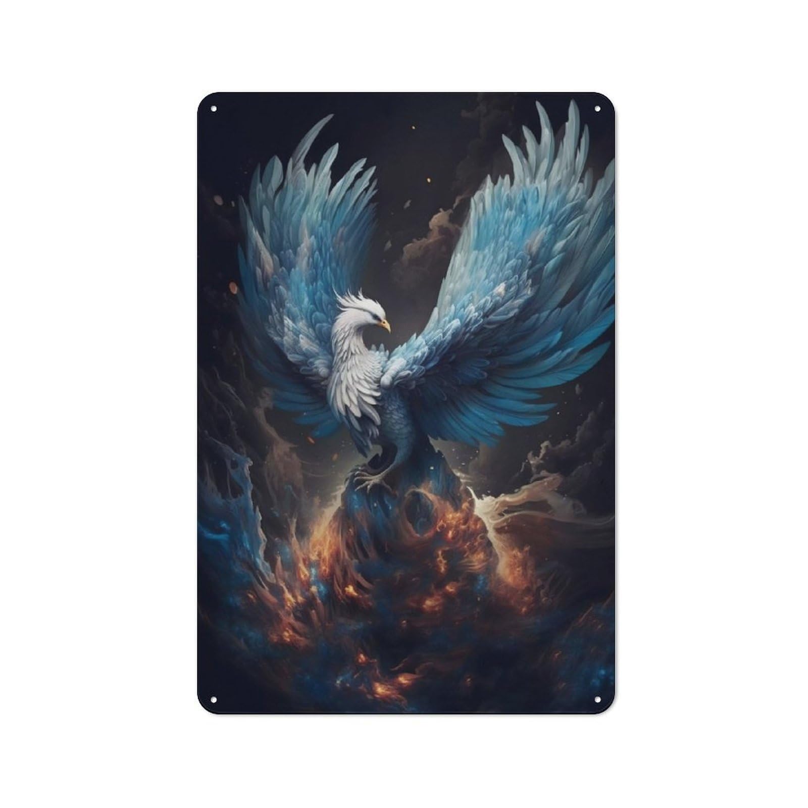 Junmoney Mystical Phoenix Bird Tin Wall Plaque 30X20cm With For Bar Or Restaurant, Housewarming Wall Decor For People Furnishing Bar And Restaurant