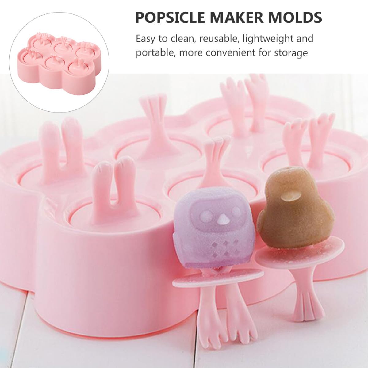 iplusmile 4 ensembles Moules à Glace Silicone Réutilisables Moules à Bâtonnets DIY pour Glaces Pudding Bonbons Résistants Froid Faciles à Démouler avec Poignées Ergonomiques pour
