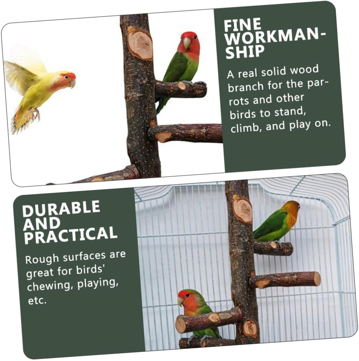 Wooden Parrot Stand Rotating Perch Wood Bird Cage Stand Toy for Parrots Adjustable Training Perch for Parakeets Cockatiels and Lovebirds