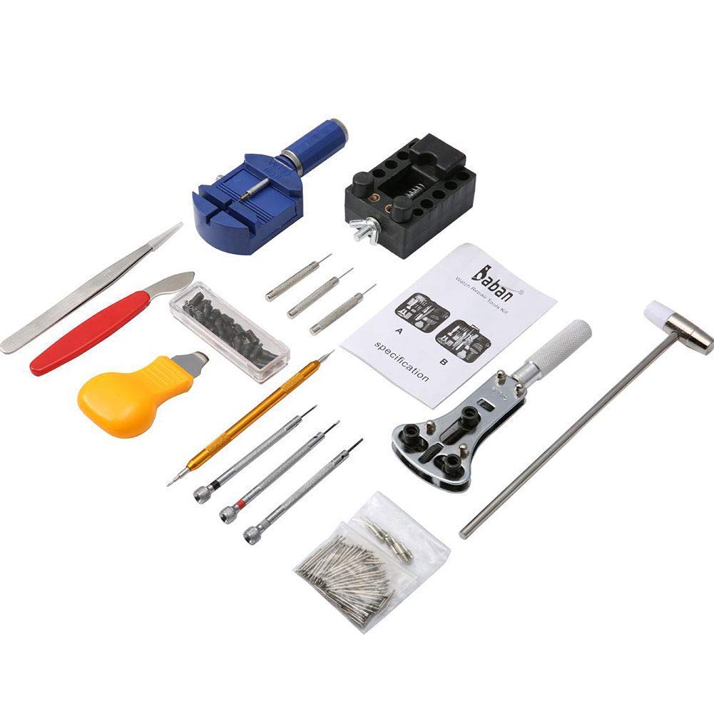 Kit de reparación de relojes - 147 piezas/juego de herramientas Kit de herramientas combinadas para desmontar pulseras y abridores de relojes - Reemplace las herramientas de la batería del reloj con e