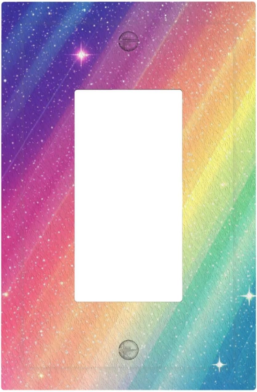 Decorative Outlet Covers Multicolor Rainbow Colorful 1 Gang Rocker Light Switch Cover Plate Single Wall Plates for Electrical Outlets Switch Plate Covers Faceplate for Bedroom Home Decor