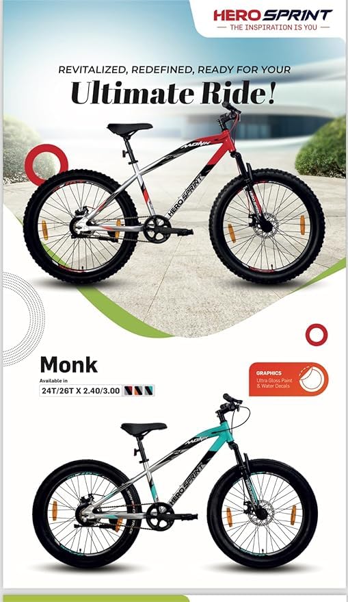 Image of Hero Monk Unisex Mountain Bike - 26T 2024 for 11+ (Blue)