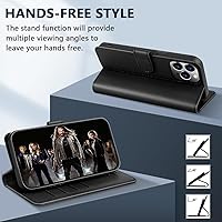 Vista 5 de Funda tipo cartera para iPhone 15 Pro Max – Funda magnética de piel sintética con bloqueo RFID, funda magnética con soporte para tarjetas, funda