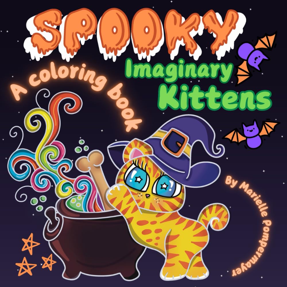 Spooky Imaginary Kittens: A Cat/Spooky lady coloring book