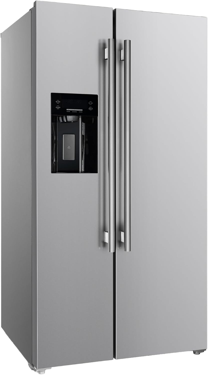 Forno Salerno 36″ Side-by-Side Refrigerator and Freezer with 20 Cubic Ft.- Stainless Steel French Door Built-In Ice Maker Fridge Forno Salerno 36″ Side-by-Side Refrigerator and Freezer with 20 Cubic Ft.- Stainless Steel French Door Built-In Ice Maker Fridge