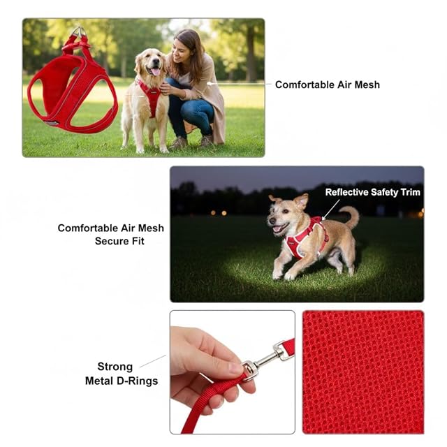 Foto 3 de 3 de Freedog Arnés Soft (L 50-65cm, Rojo)