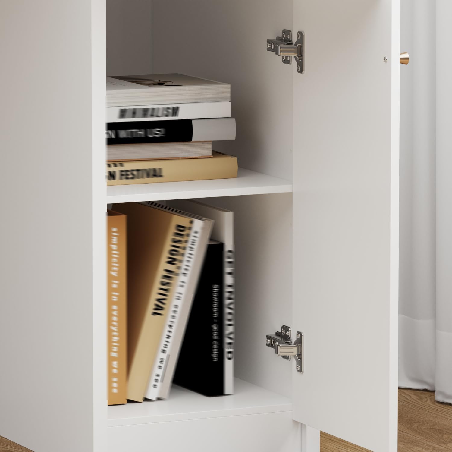 White Large Desk with Storage Drawers, Long Computer Gaming Desk with Shelves and Doors, Modern Office Study Work Table, Simple Computer Writing Table for Home Office, Bedroom