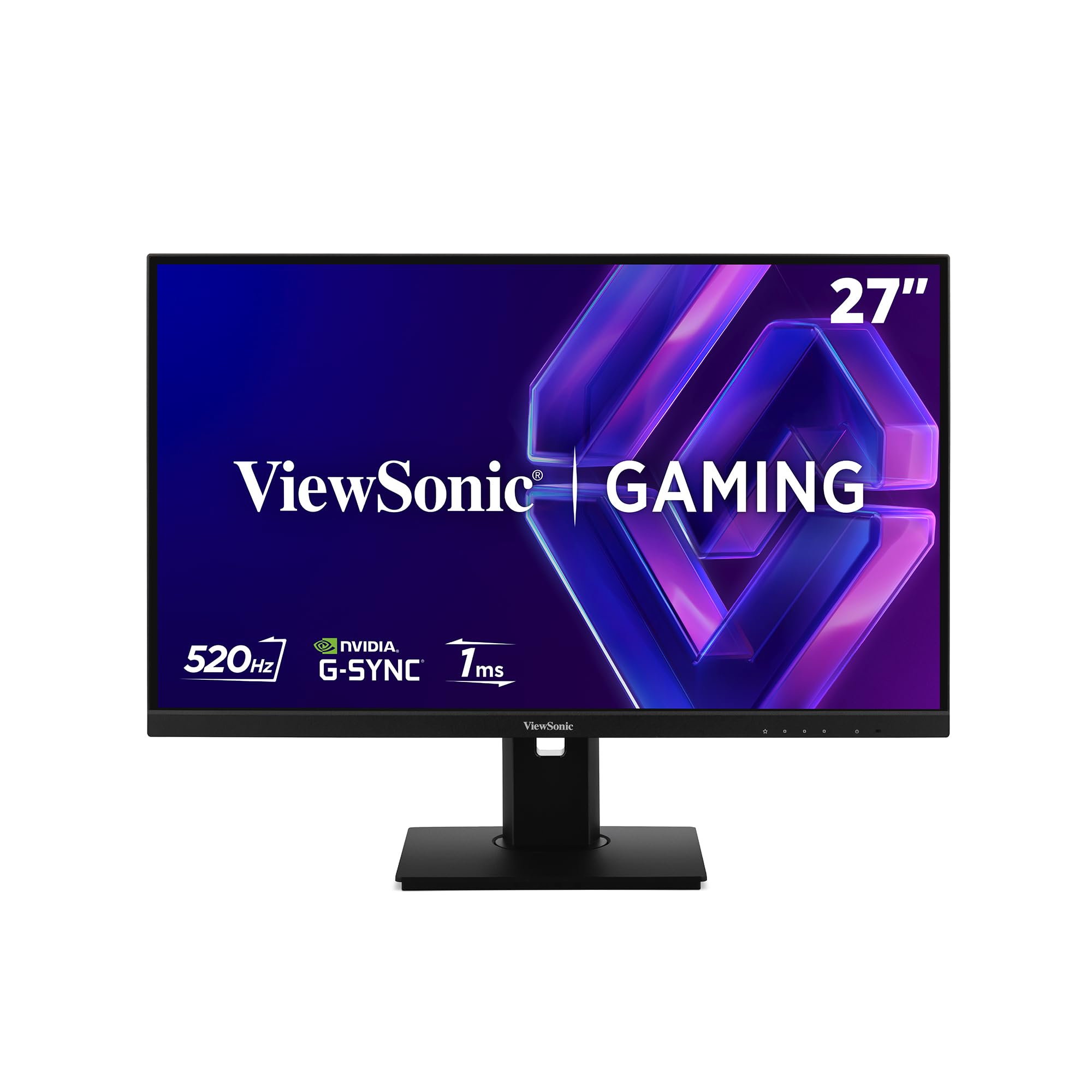 ViewSonic XG2737 Gaming Monitor 27 inch, 520Hz, Full HD 1920 x 1080, 1ms, IPS, Borderless, G-Sync and FreeSync Compatible, HDR10, Ergonomic, Flicker-Free, 2 x HDMI, DP